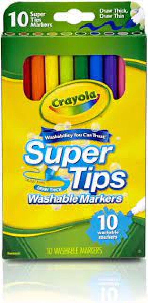 Marcadores Crayola Super Tips, rotuladores lavables, 10 unidades, 