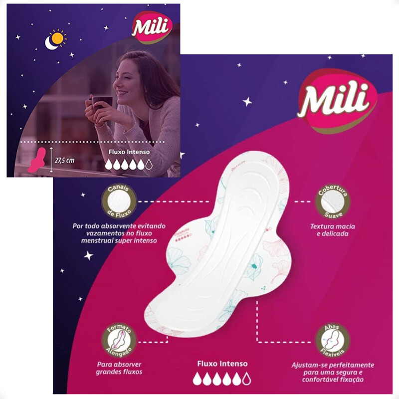 Mili Día & Noche Suave Con Alas X8 Unidades