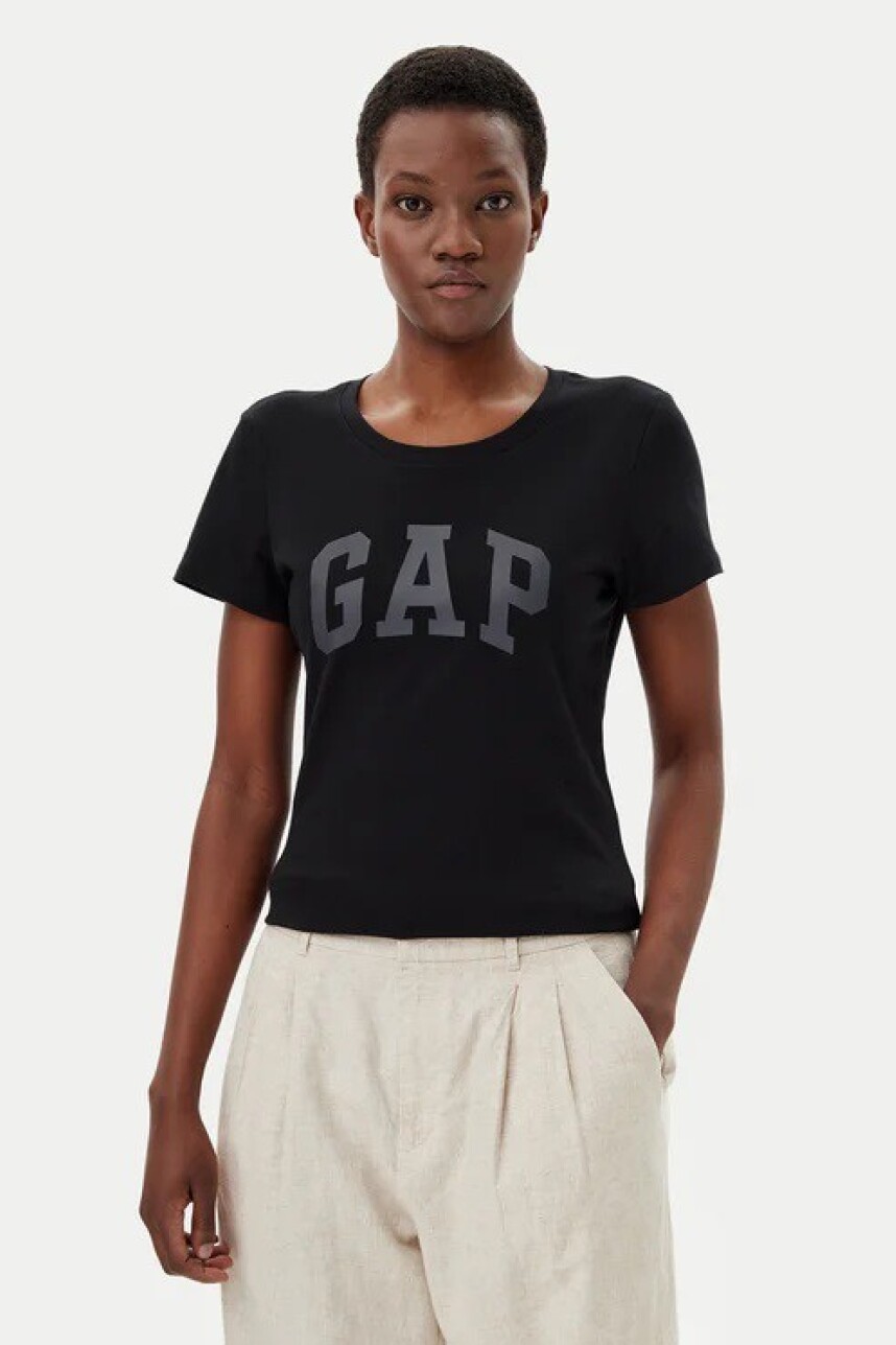 Remera Logo Gap Manga Corta Mujer True Black