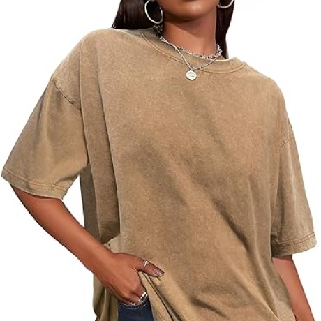 Camiseta oversize jaspeada Marrón