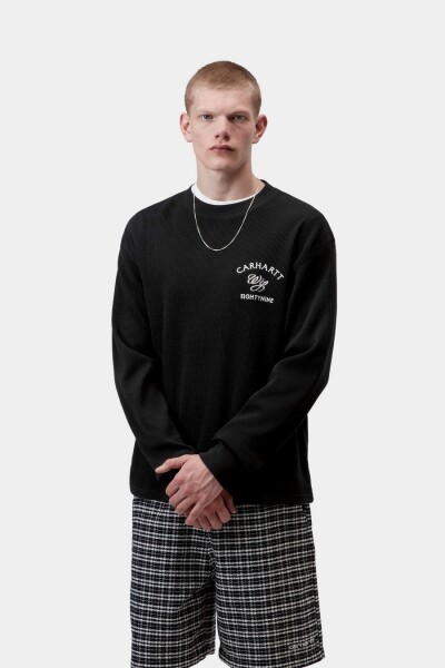 L/S Eightynine Waffle T-Shirt Negro