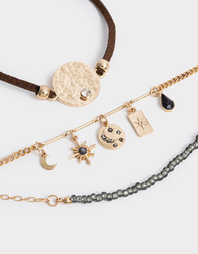Pulseras Flexibles Sets Mostacillas Set 3 Pulseras Flexibles Con Mostacillas - Dorado