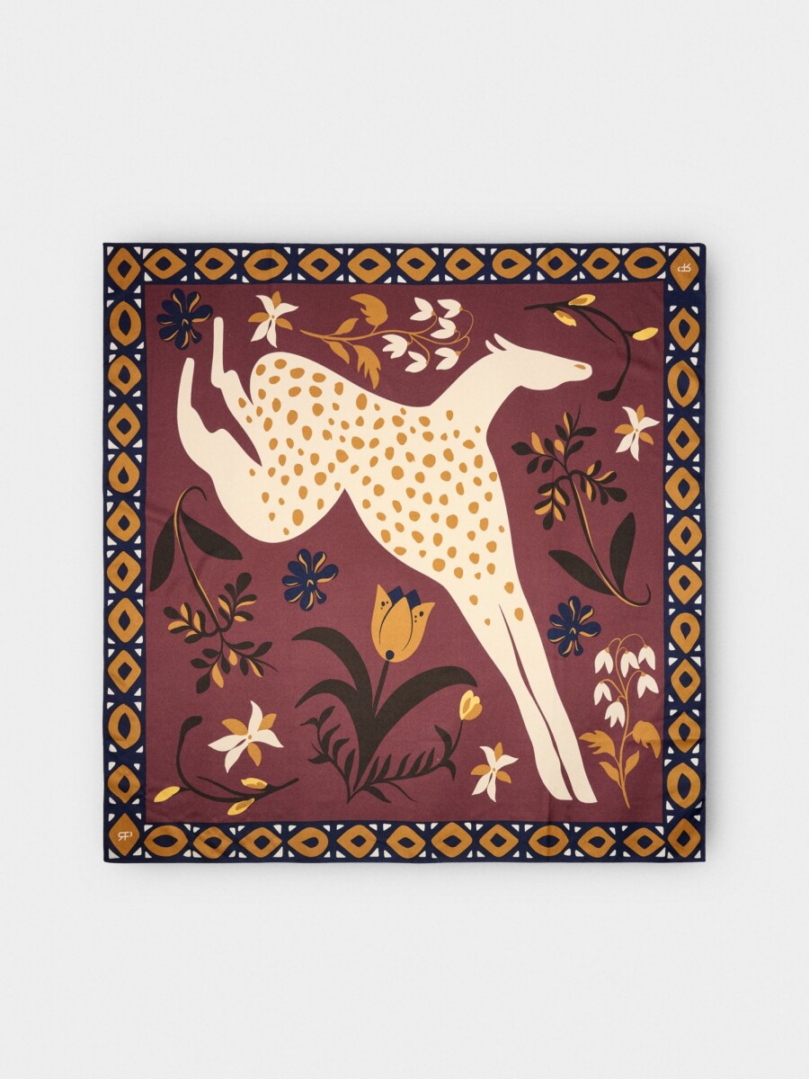 Pañuelo Estampado Cuadrado burdeos