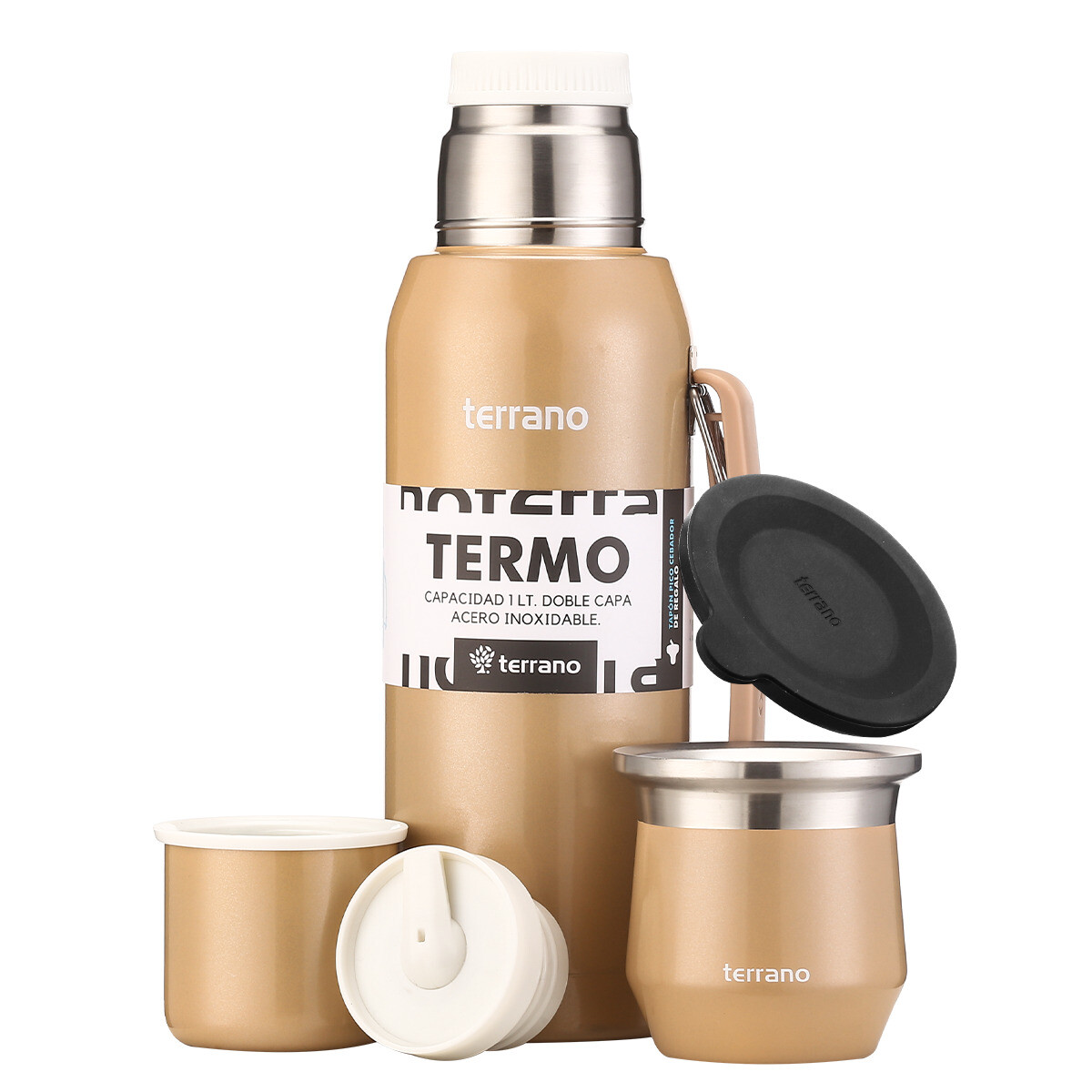 Kit Competo - Termo Acero 1LT + Mate Flap - Oro 