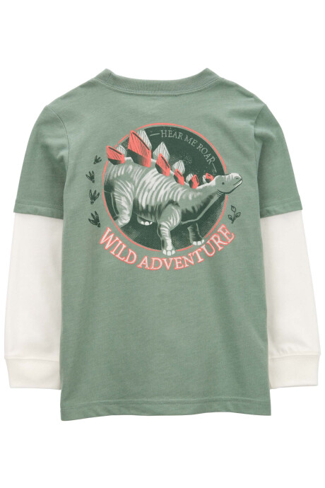 Remera de algodón, mangas largas en capas, diseño dinos Remera de algodón, mangas largas en capas, diseño dinos