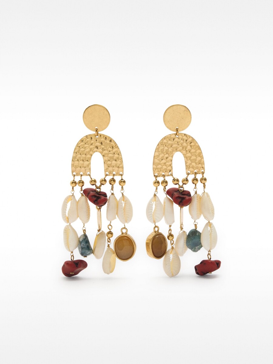 Pendientes Maxi De Conchas Y Piedras multicolor