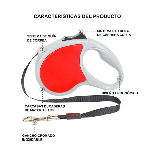 Correa Retractil Extensible Perros Mascotas 15 Kg 5 Metros Variante Color Rosado
