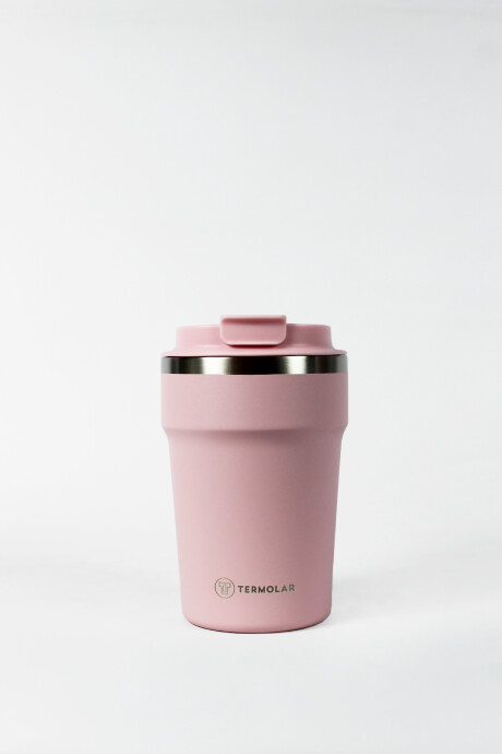 Vaso Termolar con tapa Rosa