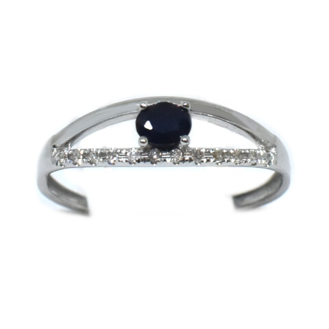 Anillo en Oro 18Kilates con Diamantes y Zafiros Anillo en Oro 18Kilates con Diamantes y Zafiros