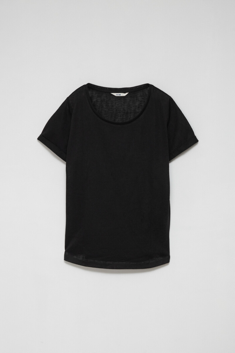 Camiseta manga corta ramio - Negro 