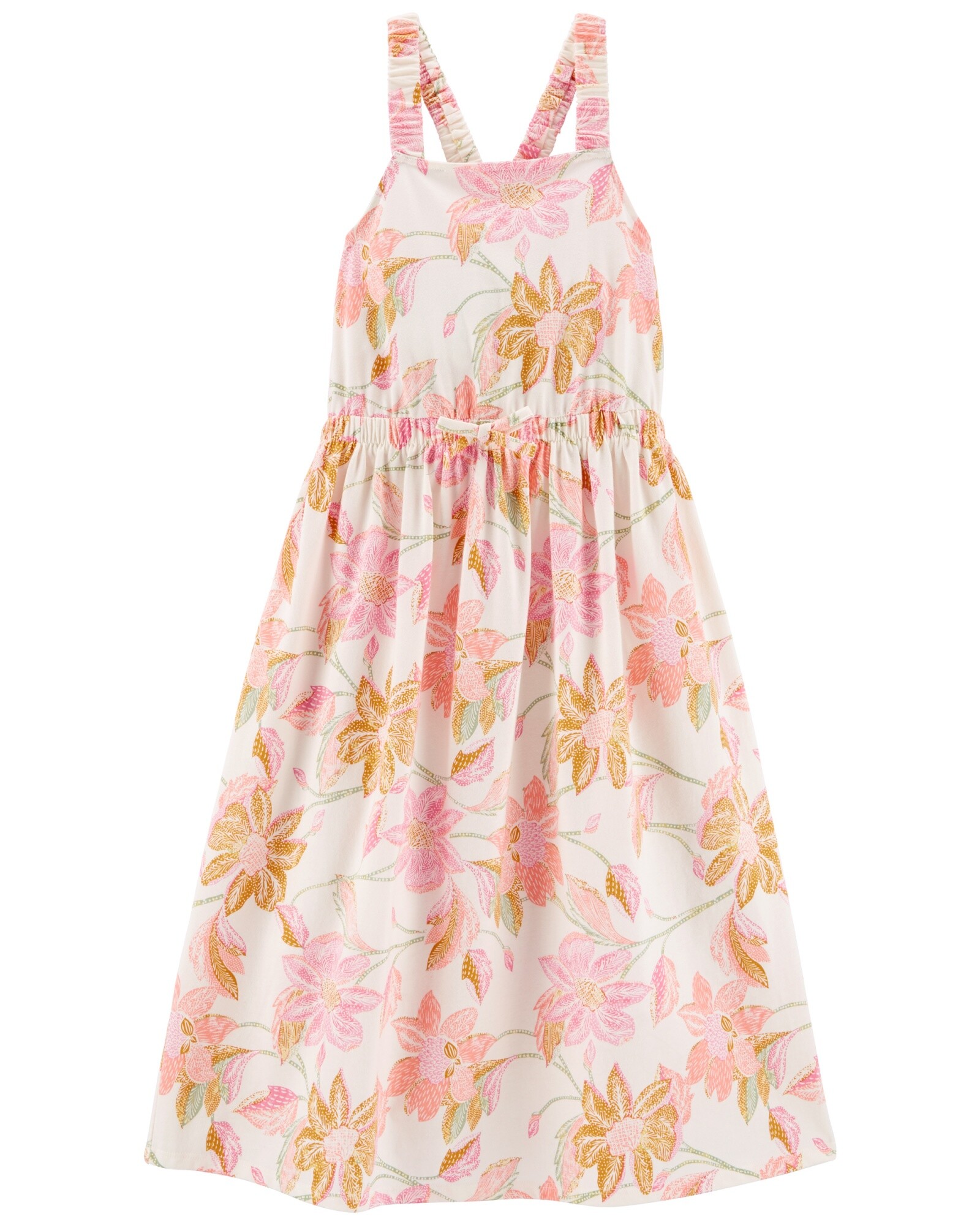 Vestido largo con elástico en la cintura y tirantes cruzados en espalda 0