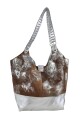 Tote bag de cuero Plateado con marrón