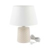 LAMPARA BLANCA BASE CERAMICA BEIGE P/MESA 51CM Unica