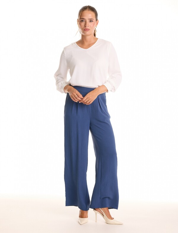 Palazzo Wide Leg Pinzas AZUL
