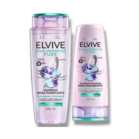 Elvive Pack Hialurónico Pure Shampoo 680ml + Acondicionador 370ml Elvive Pack Hialurónico Pure Shampoo 680ml + Acondicionador 370ml