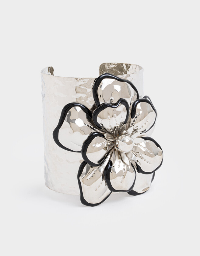 Brazaletes Flores Brazalete Con Flores - Plateado