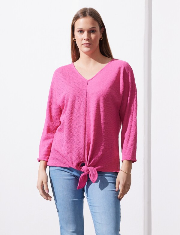 Blusa Ribs Nudo FUCSIA