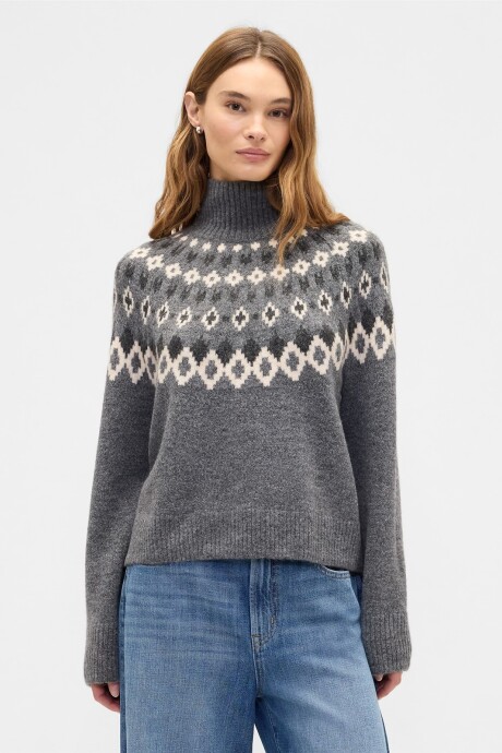 Buzo Polera Fairisle Mujer B25 Grey Heather