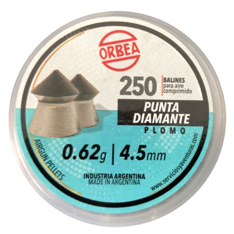 Balines PUNTA DE DIAMANTE Plomo cal 4.5 250un 0.62g - ORBEA Balines PUNTA DE DIAMANTE Plomo cal 4.5 250un 0.62g - ORBEA