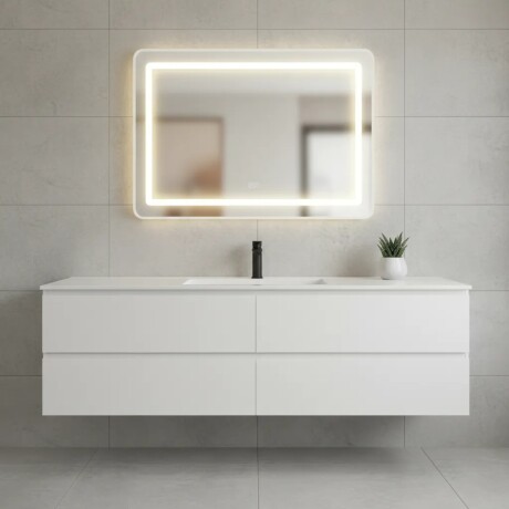 Espejo Horizontal Lumax Suleban c/marco y luz 120x70cm Blanco
