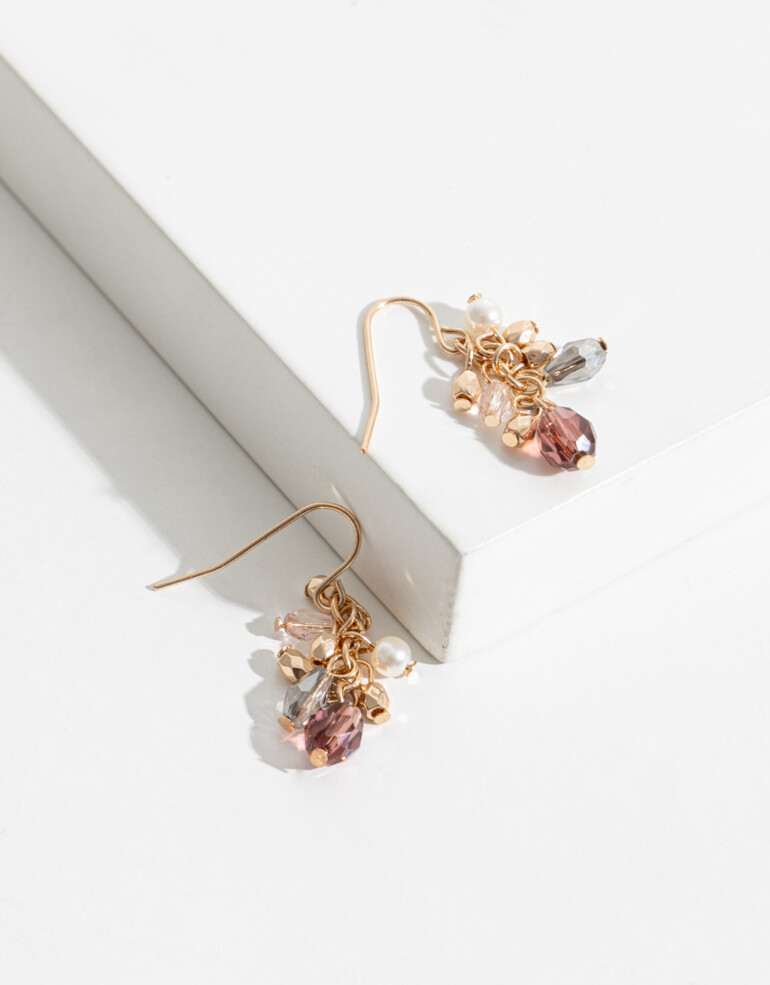 Aros Colgantes Cortos Aros Con Beads - Dorado