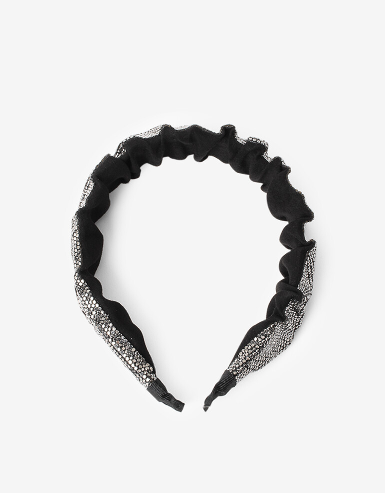 Vinchas Rígidas Strass Vincha Rígida Con Frunces. - Plateado Hematite
