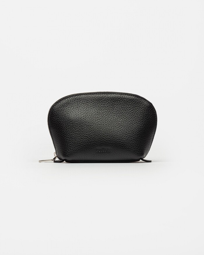 Porta Cosméticos Sun En Cuero Graneado Negro