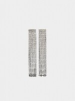 Pendientes Largos De Cadenas Con Cristales plateado