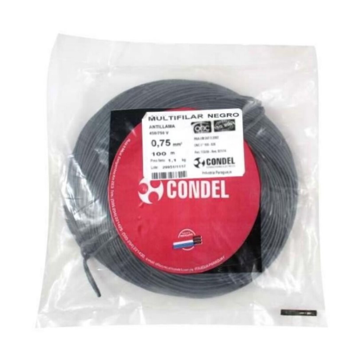 CABLE MULTIFILAR 0,75MM2 NEGRO CONDEL 