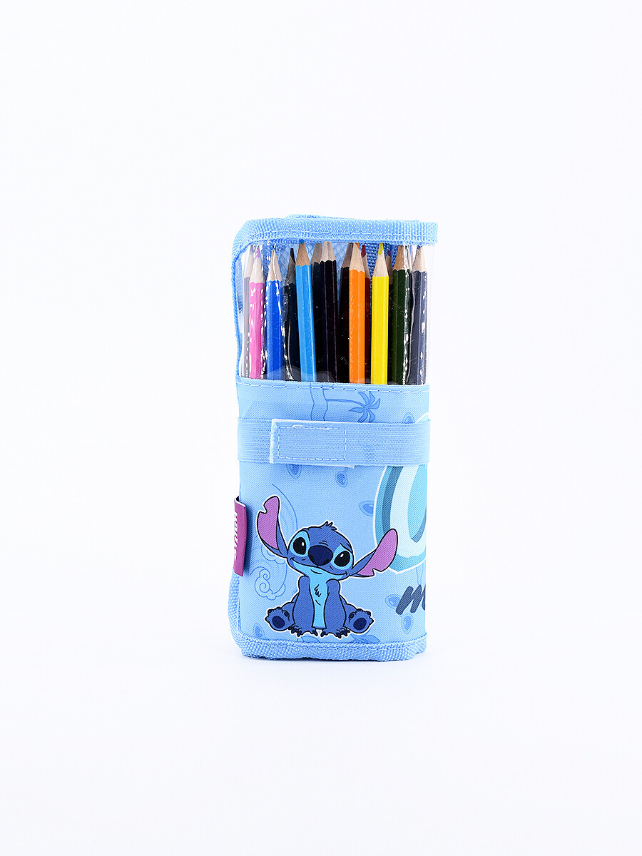 CARTUCHERA CON LAPICES STITCH - ROSADO 