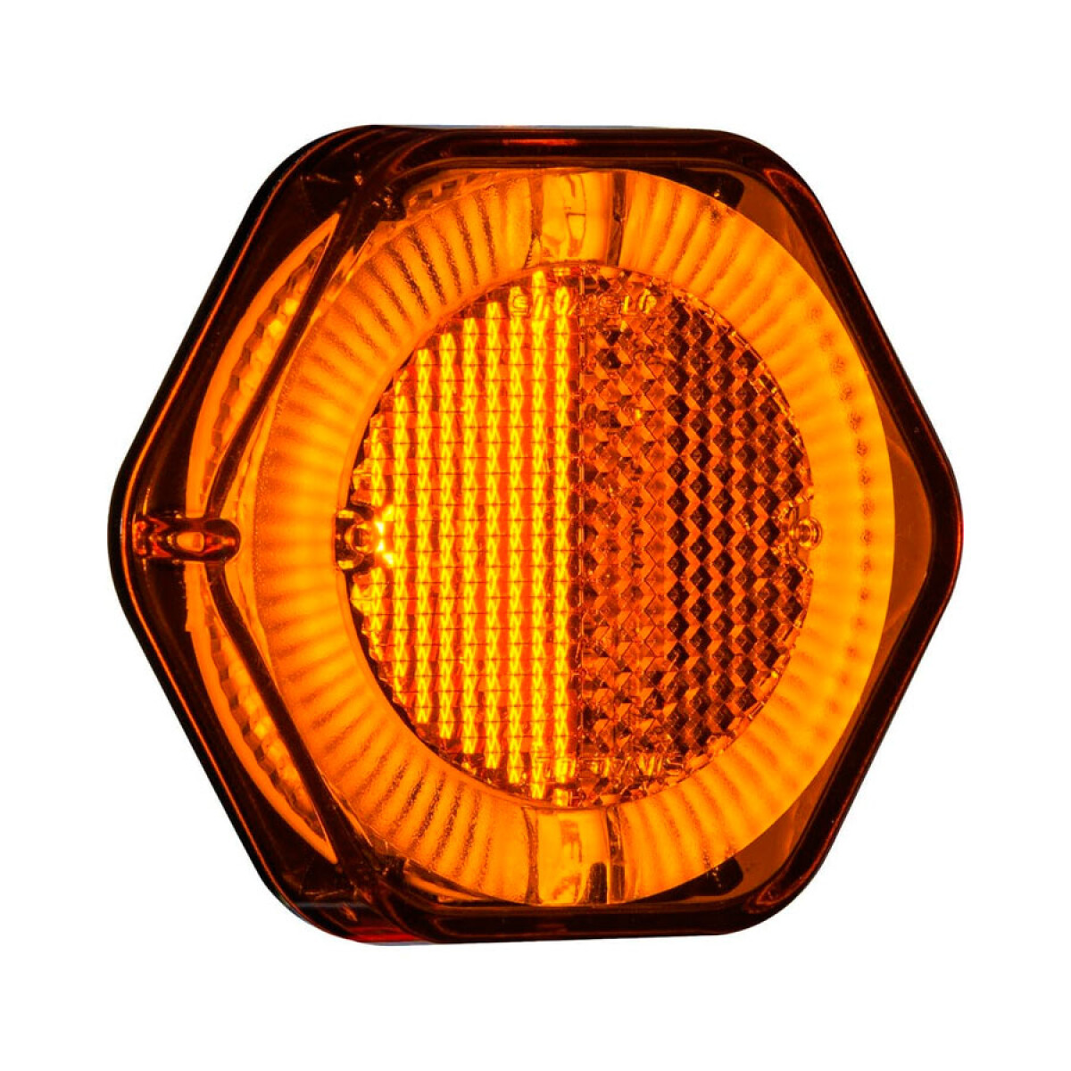 FAROL - HEXAGONAL S/BASE C/GUIA LUZ AMBAR 12/24V - 