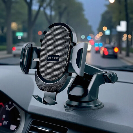 Soporte de celular para auto Klasse | Base de ventosa adherente | Color negro Soporte de celular para auto Klasse | Base de ventosa adherente | Color negro