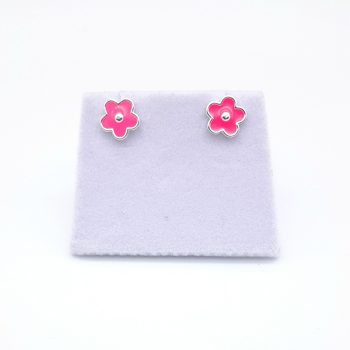Par de caravanas de plata 925 con esmalte, FLOR. 