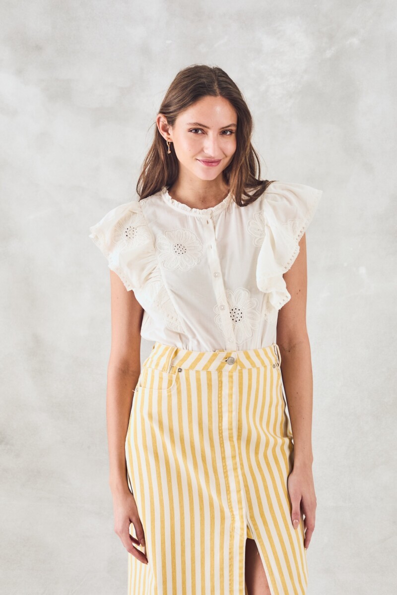 Blusa Sin Mangas Bordada Nacar