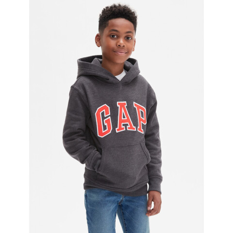 V-NEW CAMPUS LOGO HOOD CHARCOAL GREY