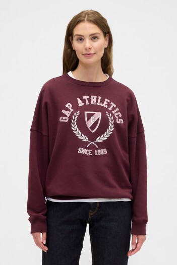 Buzo Deportivo Logo Gap Oversized Mujer Tuscan Red