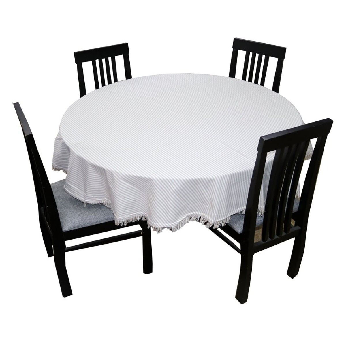 MANTEL REDONDO ALGODÓN D160CM RAYAS BEIGE 