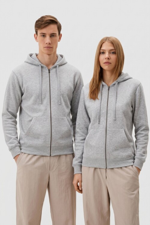 Campera deportiva clásica con capucha - UNISEX Gris melange claro