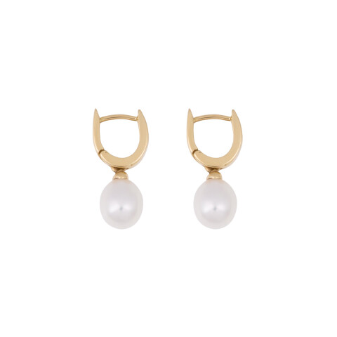Aros colgantes en oro 18K y perlas Aros Colgantes En Oro 18k Y Perlas