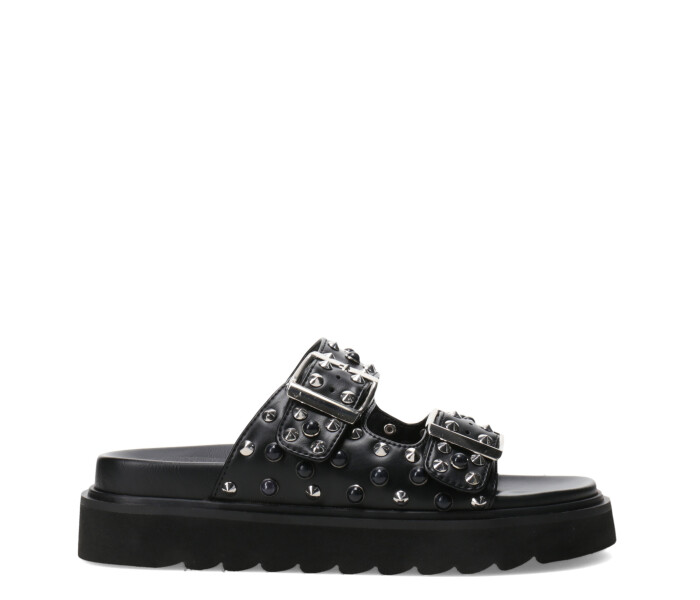 Sandalia JUNOQ con hebillas y tachas Black