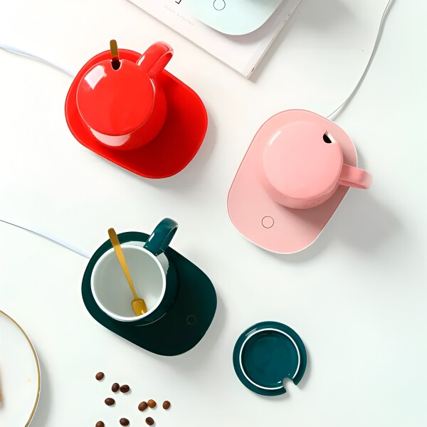 Taza De Café Té Eléctrica Usb 55 Grados Caja Obsequio Color Rosa