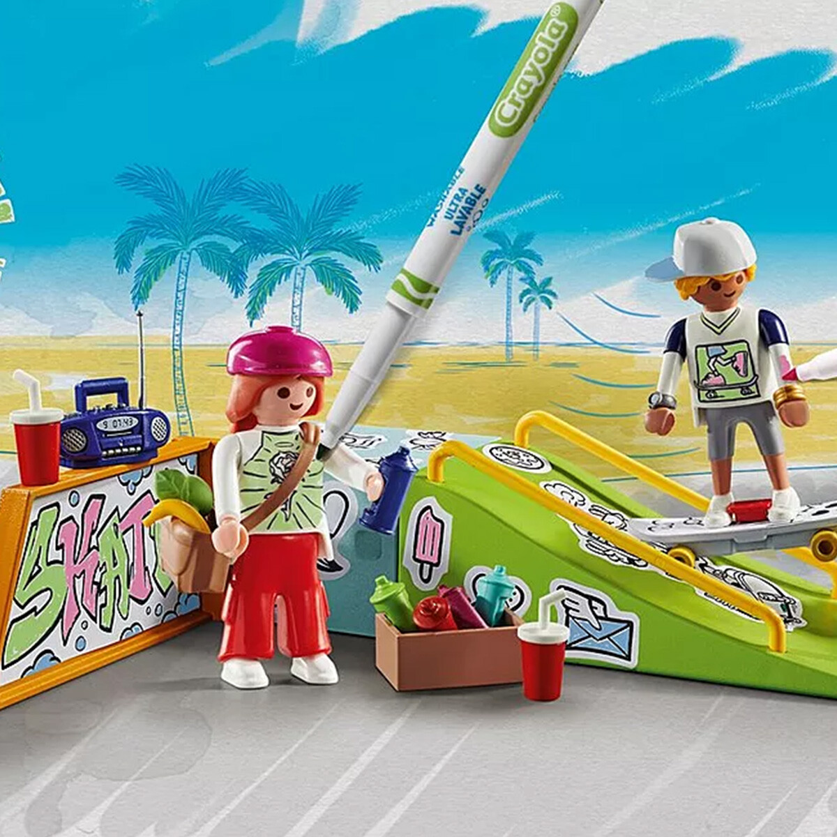 Juego de Skatepark para Pintar Playmobil 44 Piezas 