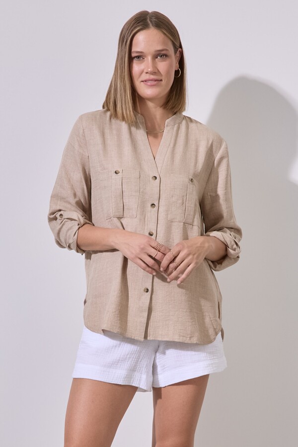 Blusa Bolsillos BEIGE