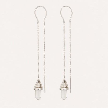 Caravanas Cuarzo Cristal - Plata 925 Caravanas Cuarzo Cristal - Plata 925