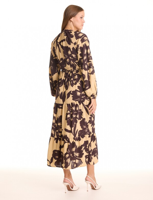 Vestido Maxi Cinto Flores BEIGE/MULTI