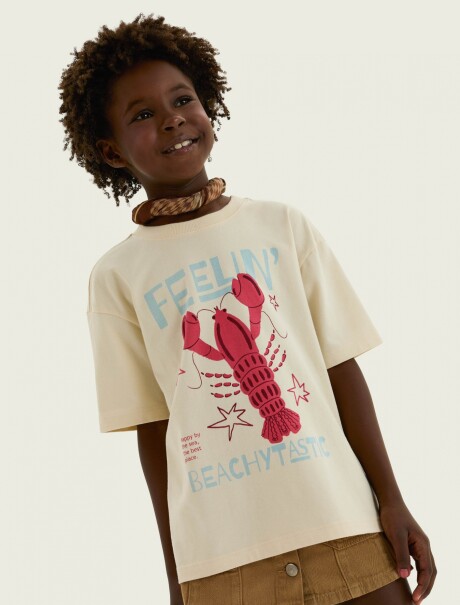 CAMISETA MANGA CORTA ESTAMPADA BEIGE