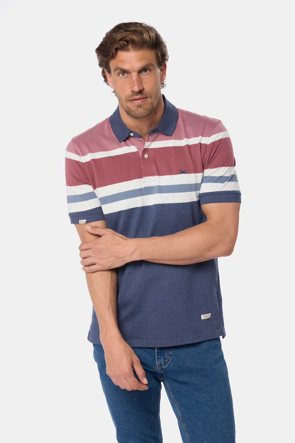 REMERA POLO RAYADA Bordo