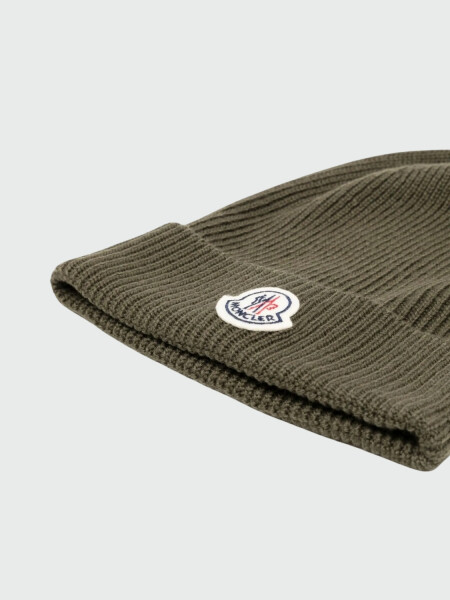 Moncler - Gorro de lana con logo Verde