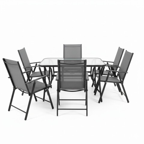 JGO MESA JARDIN NEGRO COMB 7PZAS Unica