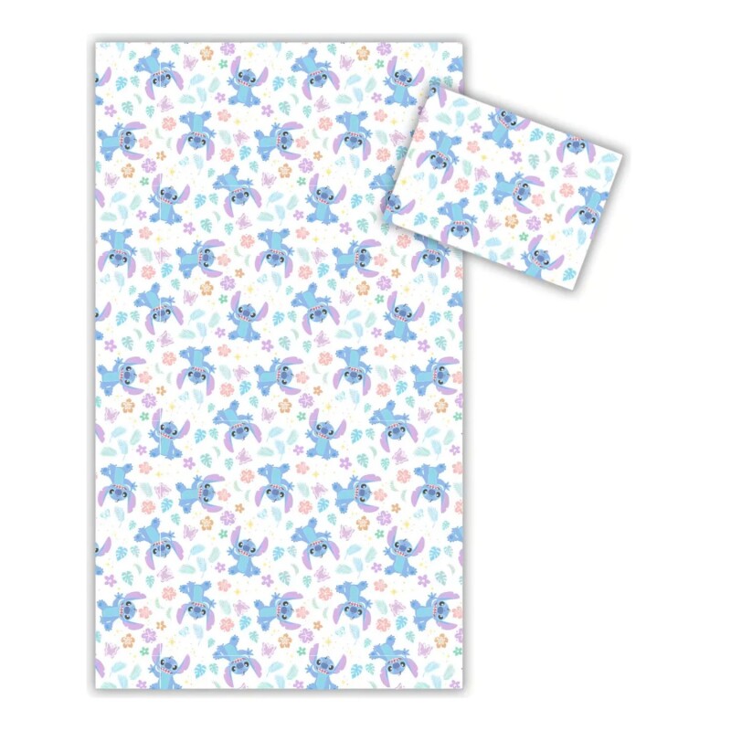 Juego De Sábanas 1 Plaza 130 Hilos 100% Algodón Stitch Para Cama Infantil Stitch